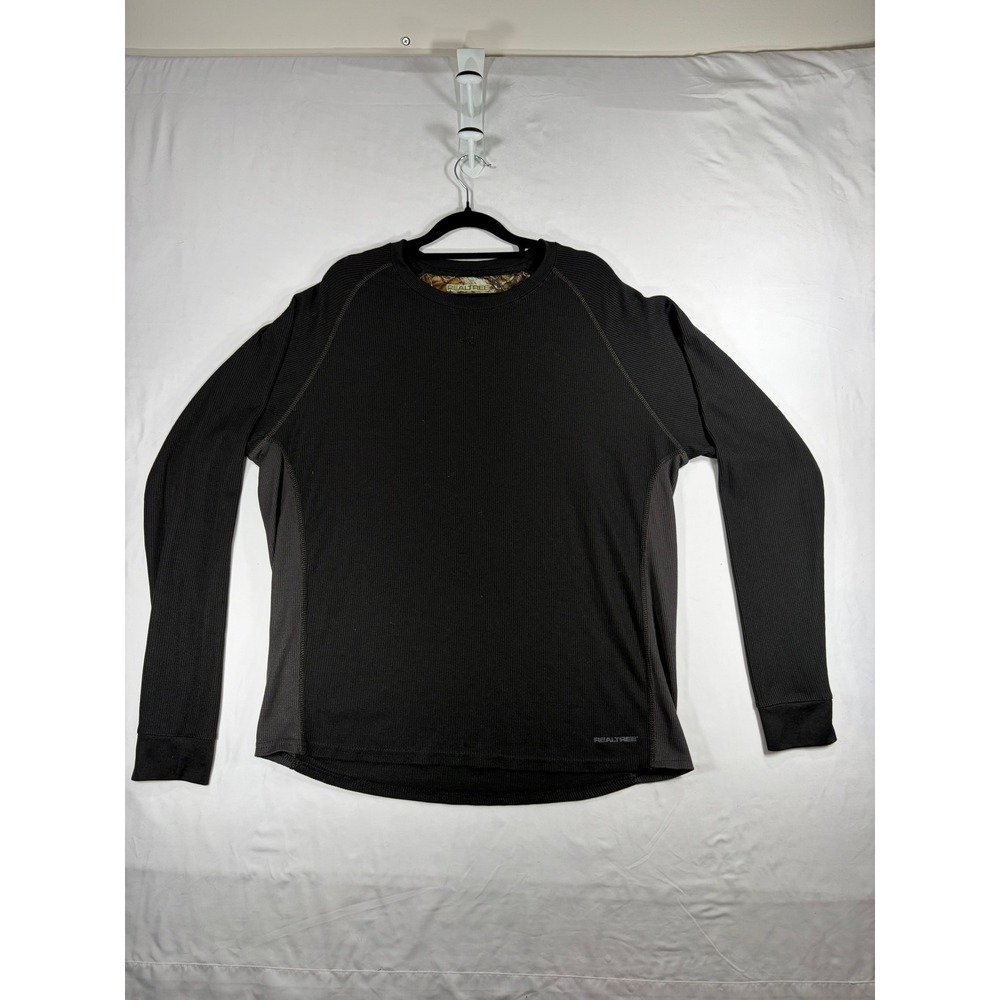 Realtree Thermal Shirt Mens Large Charcoal Grey Good Waffle Knit Base Layer
